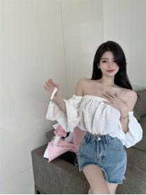 Hot sale Sexy Puff sleeve Shirt Off shoulder Fashion top 