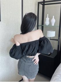 Hot sale Sexy Puff sleeve Shirt Off shoulder Fashion top 