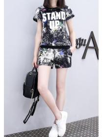 European Style Letter Print Gradient Leisure Outfits 
