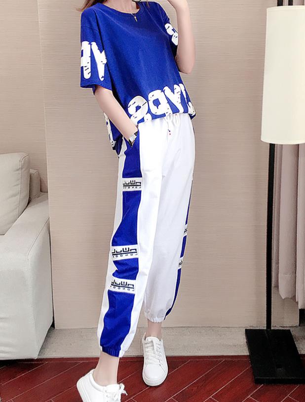 European Style Letter Print Gradient Leisure Outfits