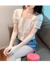New  Style Pure Color Lace Matching Top 