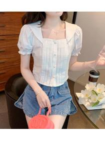 New  Style Pure Color Lace Matching Top 