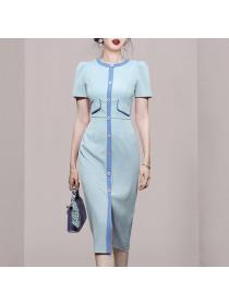 On sale Korean style Summer fashion Puff sleeve Dress
