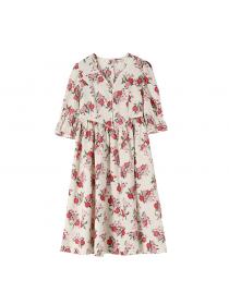 Hot sale Matching Casual Floral Short-sleeved dress