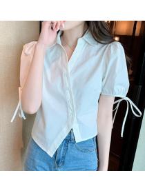 Korean Style Irrgular V  Collars Blouse 