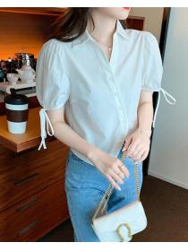 Korean Style Irrgular V  Collars Blouse 
