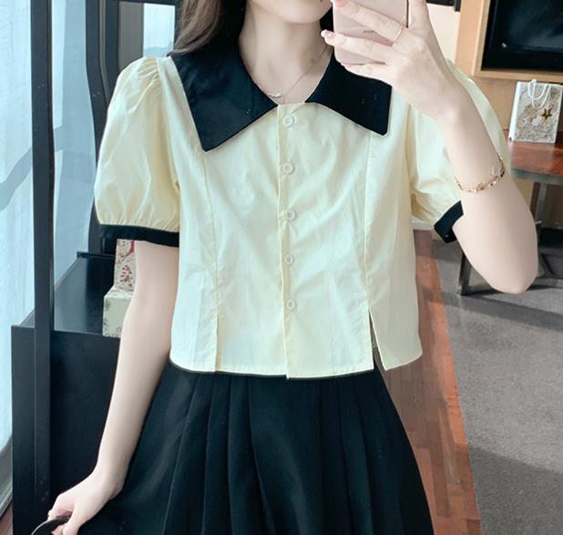 Fashion Color Matching Doll Collars Blouse