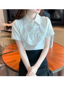 Short-sleeved Fashion Chic bow shirt