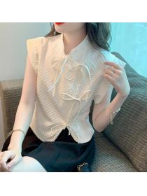 Cheongsam stand collar top women's Fashion bow tie short shirt