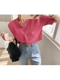European Style Twist Doll Sleeves Round Neck Pullover Loose Top 