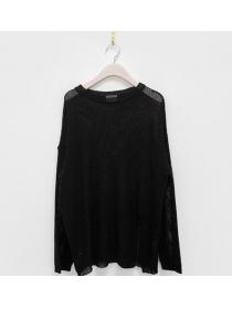 Retro Pullover Korean Style Loose Stranded Sweater Knitwear Top