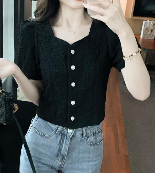 Short Style Solid Color Fashion Blouse