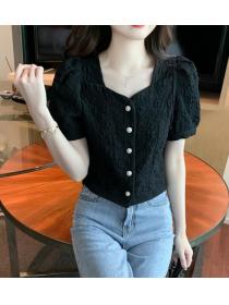 Short Style Solid Color Fashion Blouse 