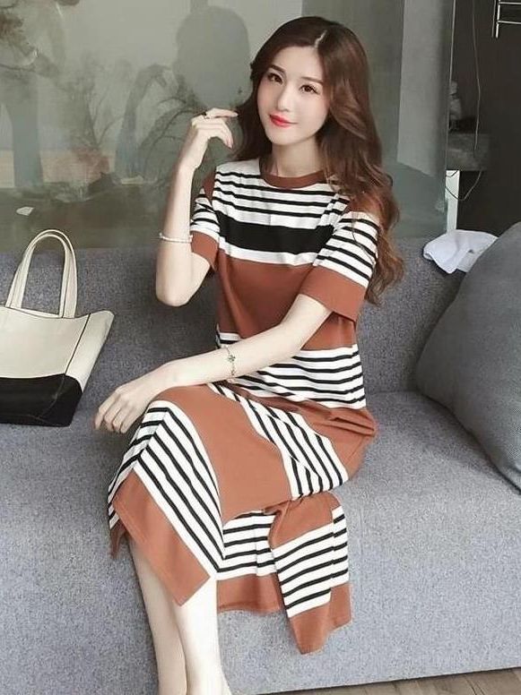 Korean Style Stripe Fashion Knitting Dress