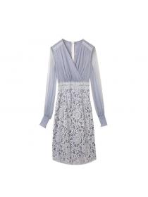 New style spring dress long-sleeved dress temperament mesh lace dress