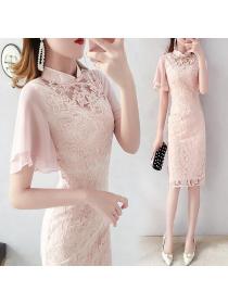 Fashion style dress temperament elegant ladies lace cheongsam summer dress