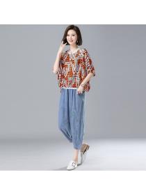 Summer fashion temperament loose jeans elegant style mother summer Loose top two-piece set