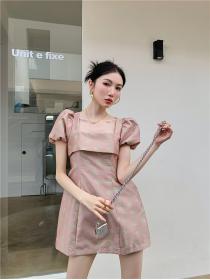Vintage high-quality jacquard Chinese style short-sleeved dress