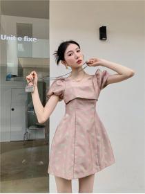 Vintage high-quality jacquard Chinese style short-sleeved dress