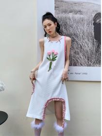 Three-dimensional Flower Chic Sleeveless dress for women
