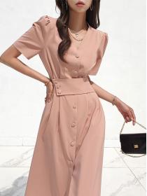 Korean Style V Collars Simple Fashion Dress
