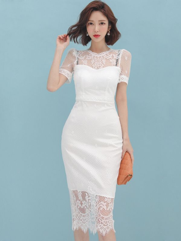 Korean Style Gauze Matching Slim Waist Dress