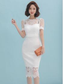 Korean Style Gauze Matching Slim Waist Dress 