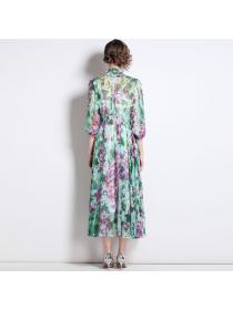 Summer fashion Print matching elastic dress for women