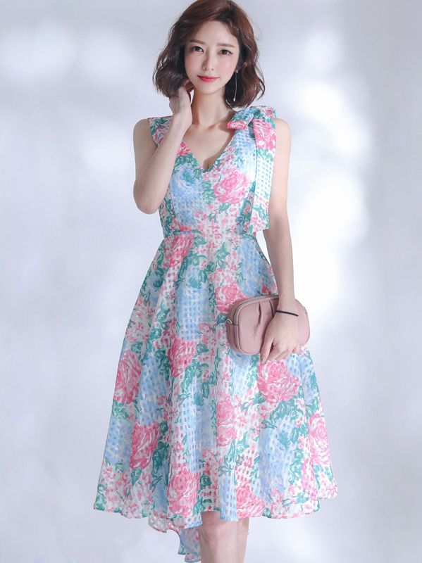 Korean Style Lace Floral Print Dress