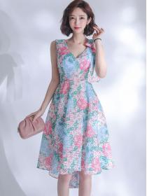 Korean Style Lace Floral Print Dress 
