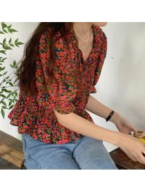 On Sale Floral Printing Short Blouse 