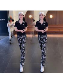 Summer new fashion suit short-sleeved top + casual pants two-piece set