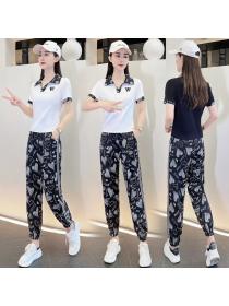Summer new fashion suit short-sleeved top + casual pants two-piece set