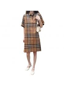 Autumn fashion women's elegant temperament A-line plaid long-sleeved dress 
