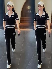 Summer new casual fashion suit women's short-sleeved T-shirt +  two-piece set