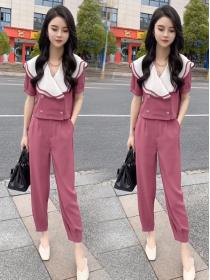 Korean Style Ruffle Lapel Fashion Two Piece Suit 