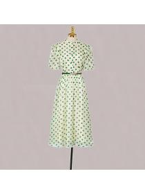 Summer new women's temperament lantern sleeves gauze long dress