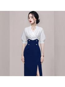 Summer new style Korean fashion temperament  professional dress midi dress