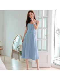 Summer new Korean style fashion denim A-line dress