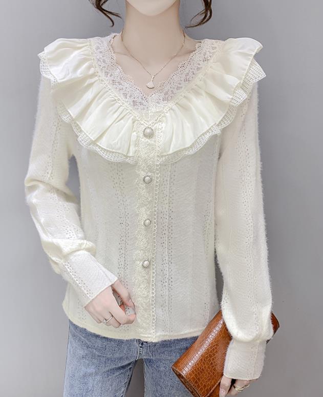 Korean Style Lace Hollow Out Sweet Fashion Blouse
