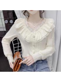 Korean Style Lace Hollow Out Sweet Fashion Blouse 