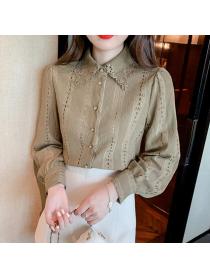 On Sale Chiffon Doll Collars Hollow Out Blouse 