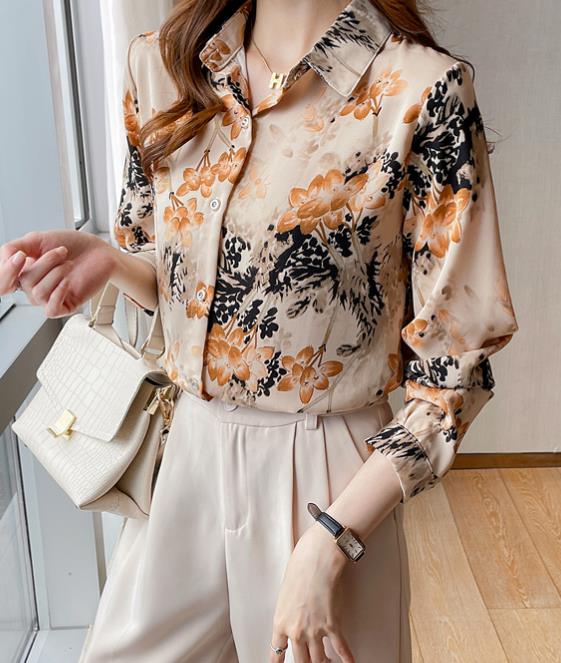 On Sale Printing Loose Doll Collars Fashion Blouse