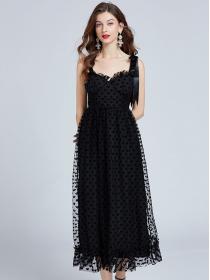 Summer fashion Sleeveless Black High waist dress