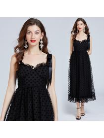 Summer fashion Sleeveless Black High waist dress 