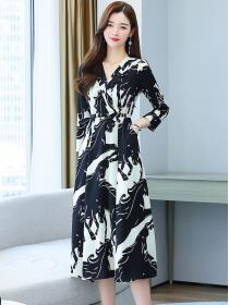 Fashion long-sleeved dress temperament middle-aged dress