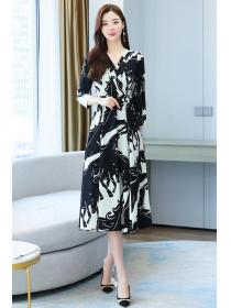 Fashion long-sleeved dress temperament middle-aged dress