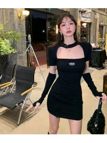 Summer new fashion hot girl Hip-full sexy dress with sleevelet