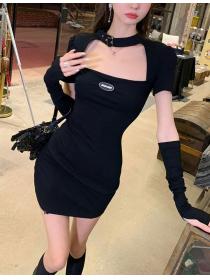 Summer new fashion hot girl Hip-full sexy dress with sleevelet 