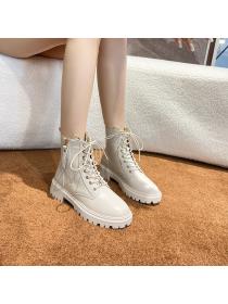 Autumn and winter new matching thick-soled British casual ankle boots